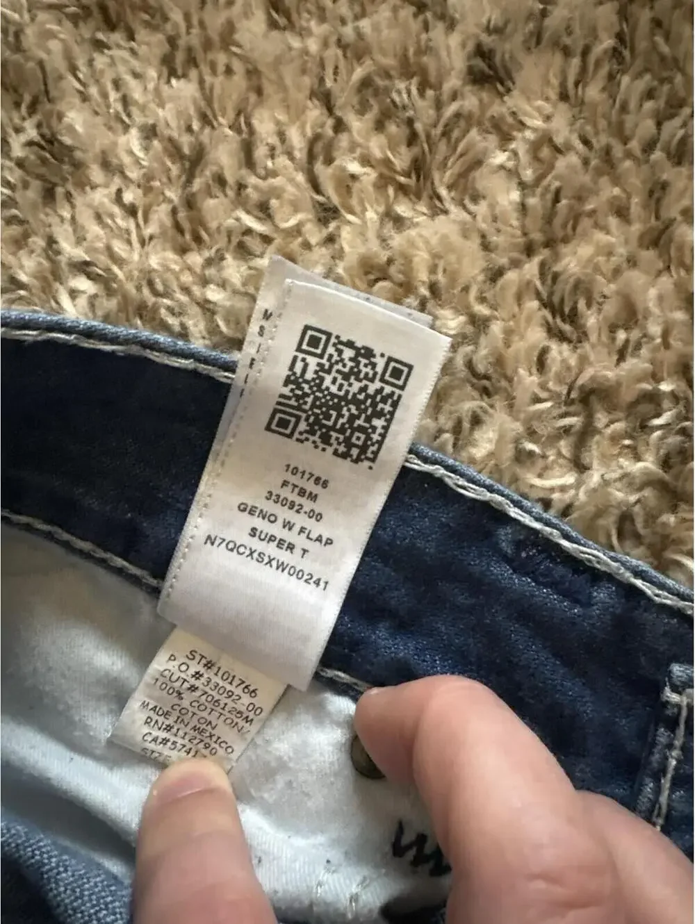 True Religion Geno Relaxed Slim Men's Size 36x33 Blue Jeans W Flap Super T